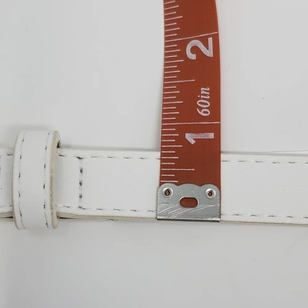 STEVE MADDEN WHITE FAUX LEATHER SKINNY BELT GOLD BUCKLE WOMEN SIZE 2X XXL